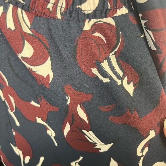 Kate Spade So Foxy Foxes Smocked Dress size 10 blue burgundy white - Picture 8 of 10